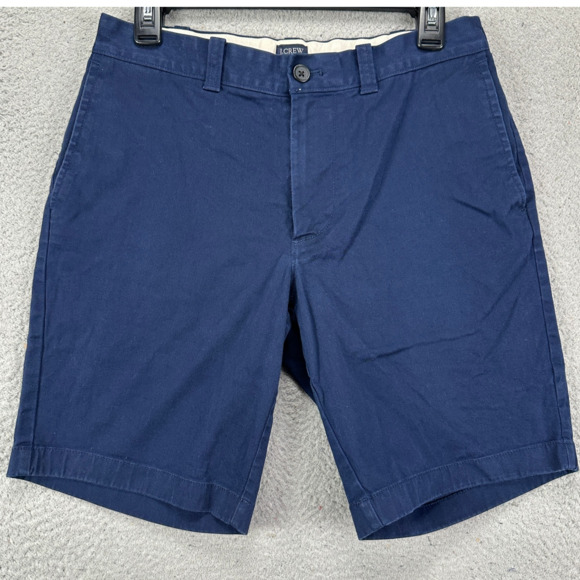 J Crew Khakis Shorts Mens 30X9 Navy Blue Chino Flat Front Stretch Casual Pockets - Picture 1 of 8